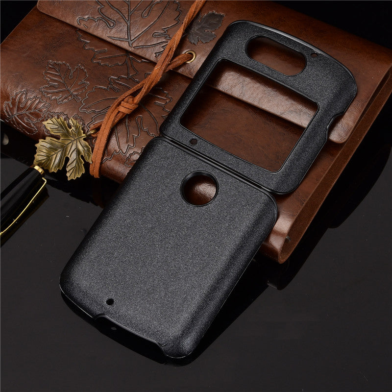 Sand Dermatoglyph Surface PU Leather Coated Plastic Cover for Motorola Razr 5G/Razr (2020) - Black