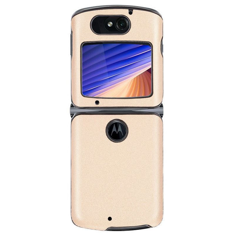 Sand Dermatoglyph Surface PU Leather Coated Plastic Cover for Motorola Razr 5G/Razr (2020) - Gold