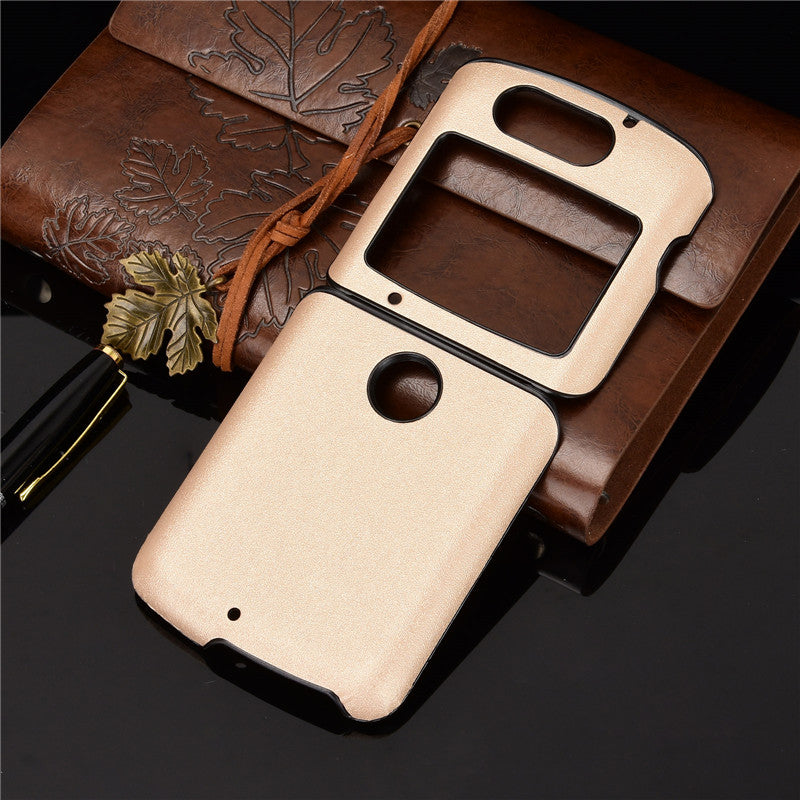 Sand Dermatoglyph Surface PU Leather Coated Plastic Cover for Motorola Razr 5G/Razr (2020) - Gold