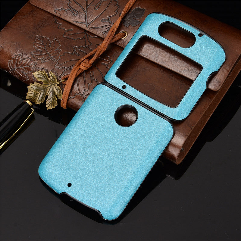 Sand Dermatoglyph Surface PU Leather Coated Plastic Cover for Motorola Razr 5G/Razr (2020) - Blue