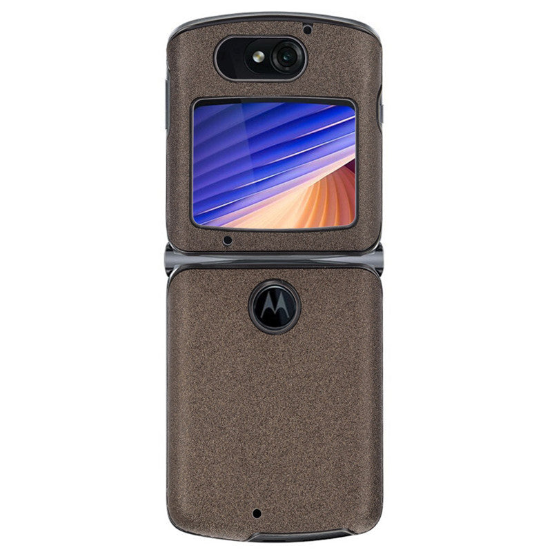 Sand Dermatoglyph Surface PU Leather Coated Plastic Cover for Motorola Razr 5G/Razr (2020) - Brown