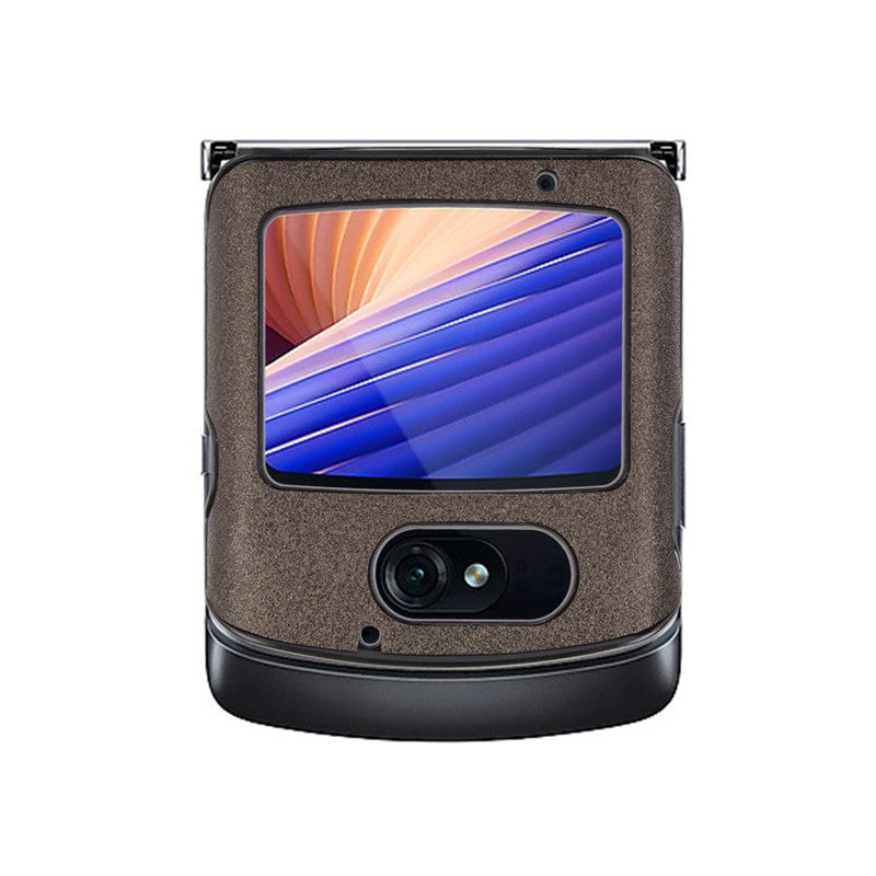 Sand Dermatoglyph Surface PU Leather Coated Plastic Cover for Motorola Razr 5G/Razr (2020) - Brown