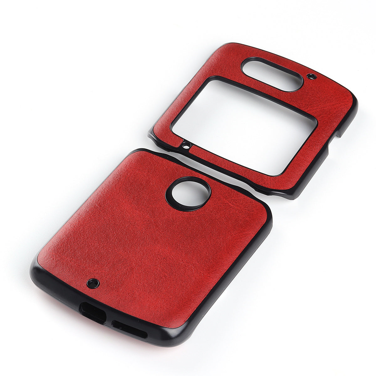 Leather Coated PC Phone Case for Motorola Razr 5G - Red