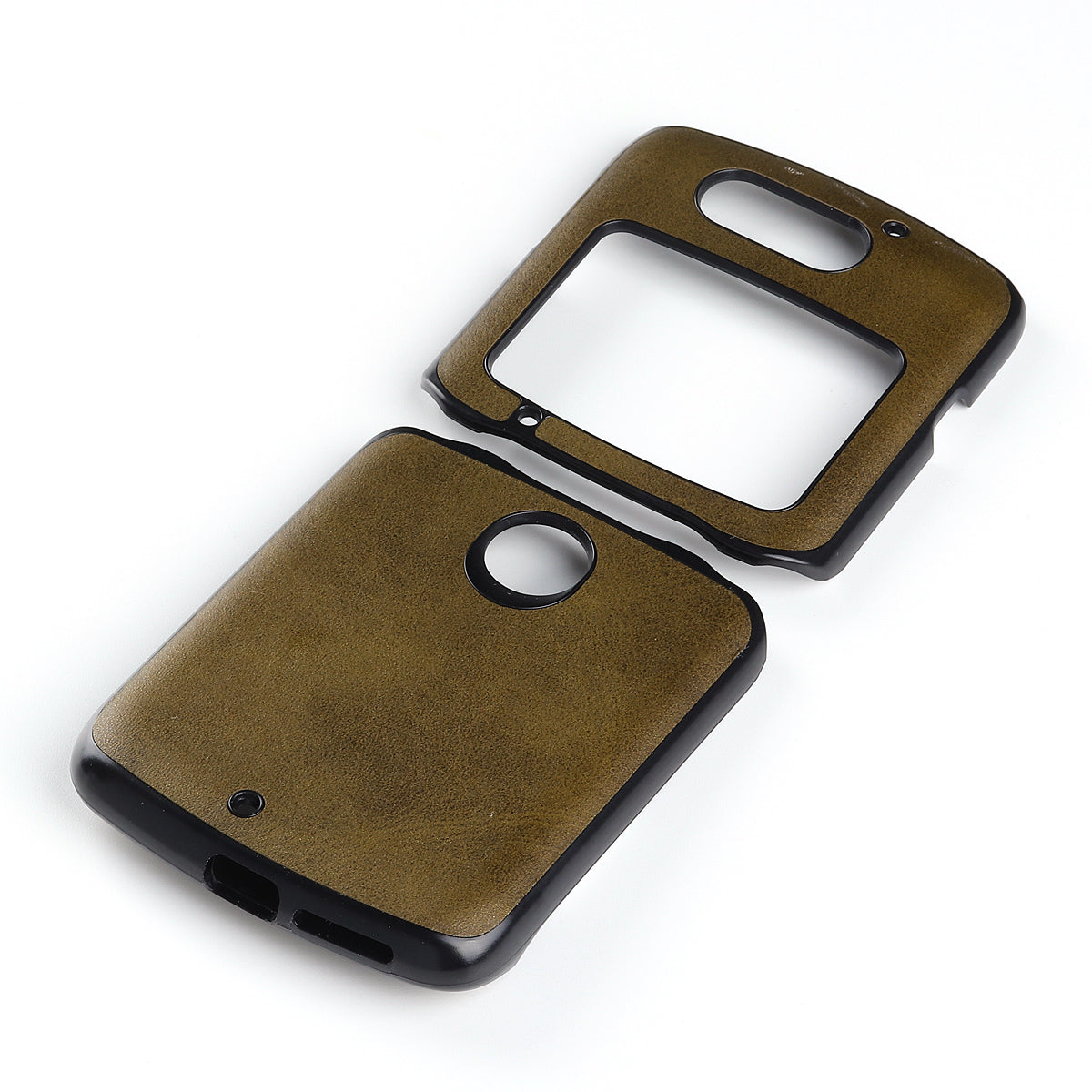 Leather Coated PC Phone Case for Motorola Razr 5G - Green