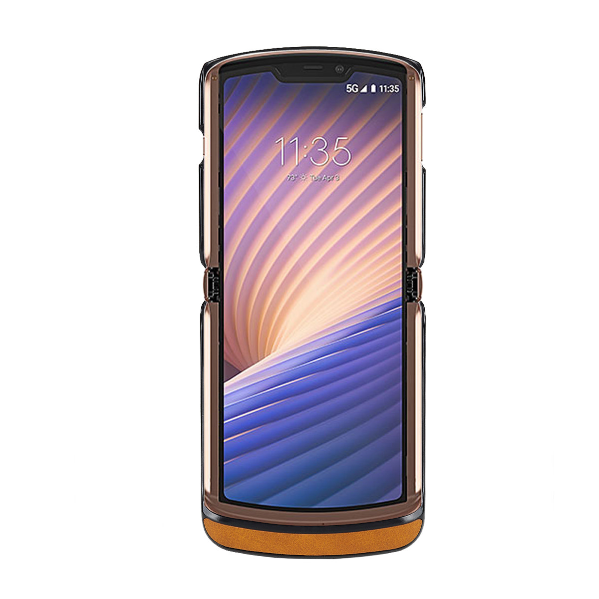 Leather Coated PC Phone Case for Motorola Razr 5G - Brown