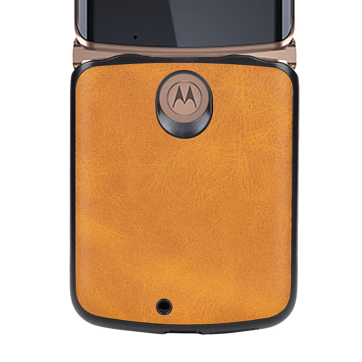 Leather Coated PC Phone Case for Motorola Razr 5G - Brown