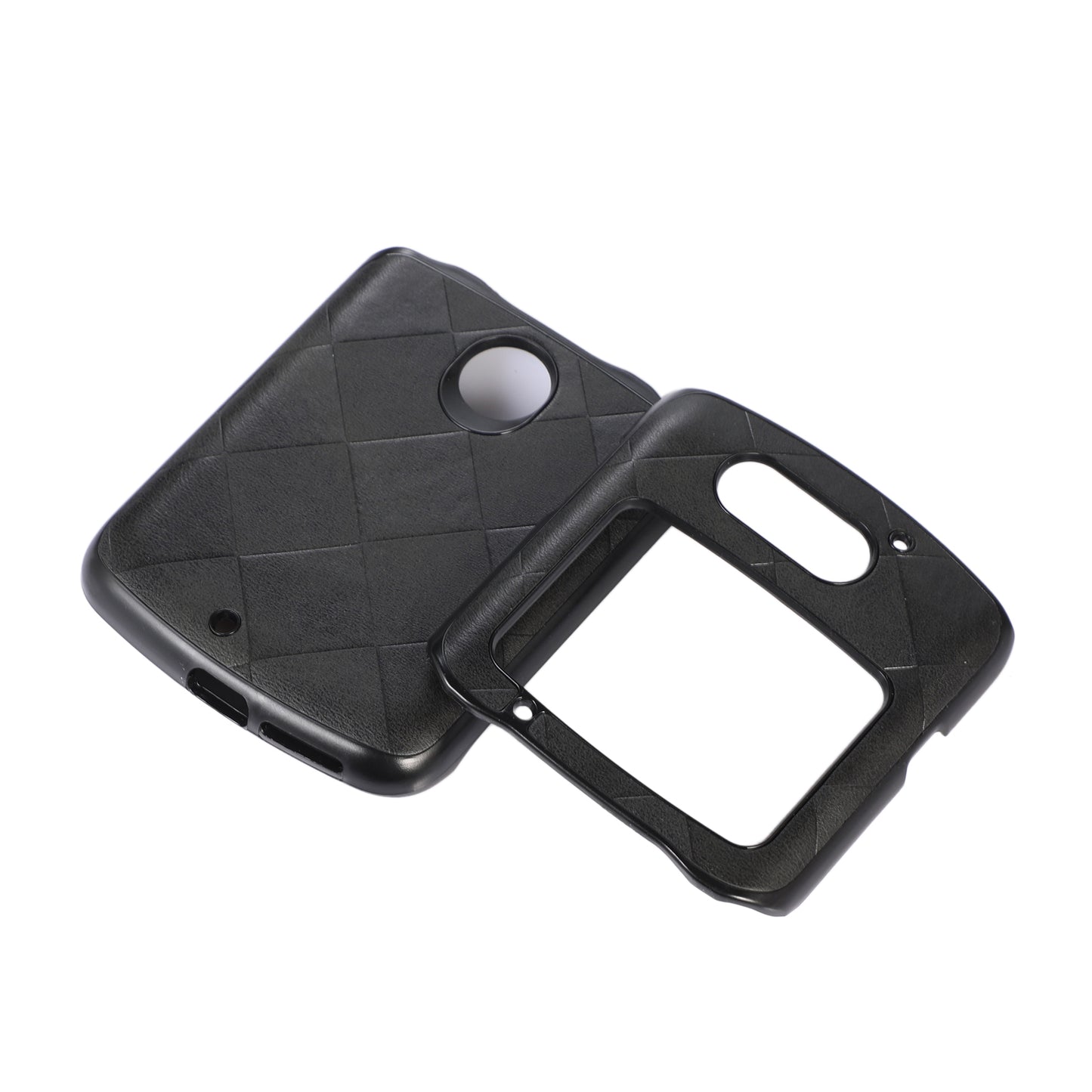 Uniqkart for Motorola Razr 5G Grid Texture PU Leather Coated Phone Case Hard PC + Soft TPU Protective Cover - Black