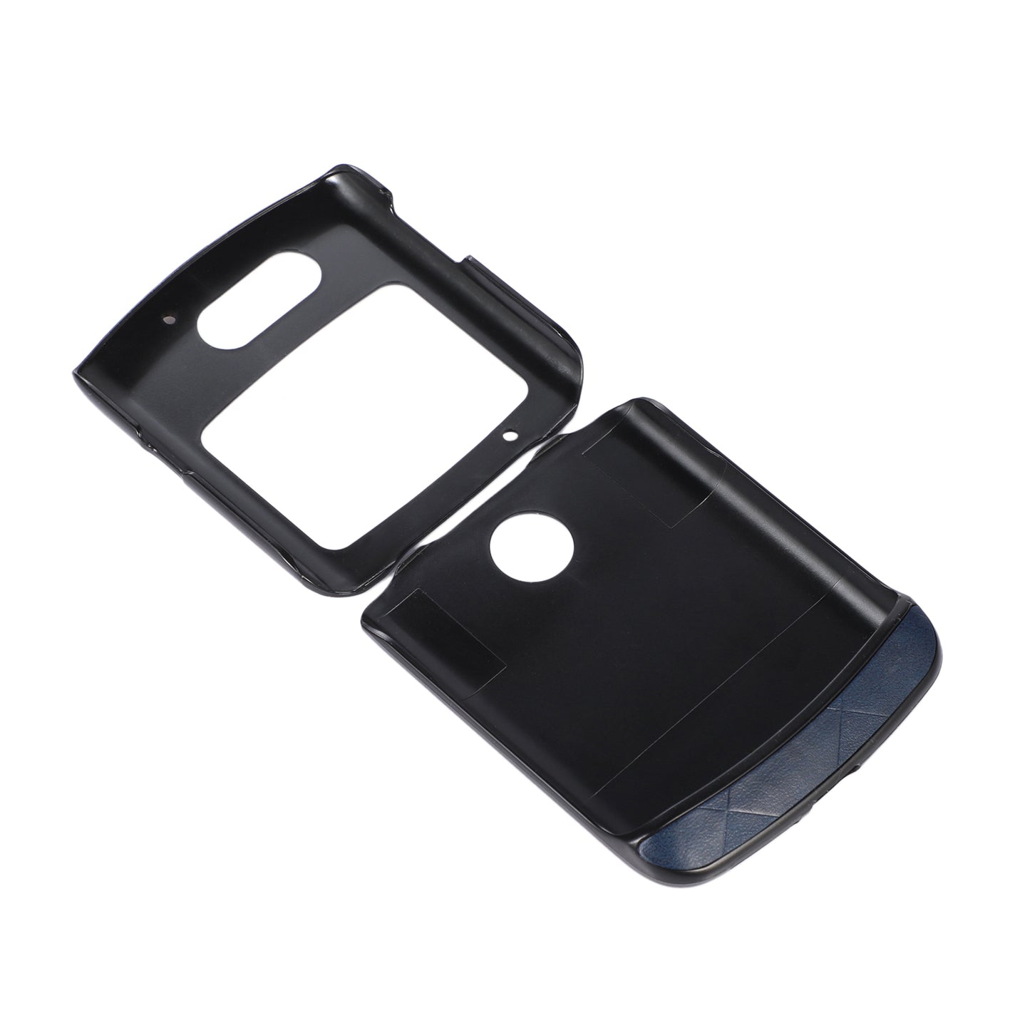 Uniqkart for Motorola Razr 5G Grid Texture PU Leather Coated Phone Case Hard PC + Soft TPU Protective Cover - Blue