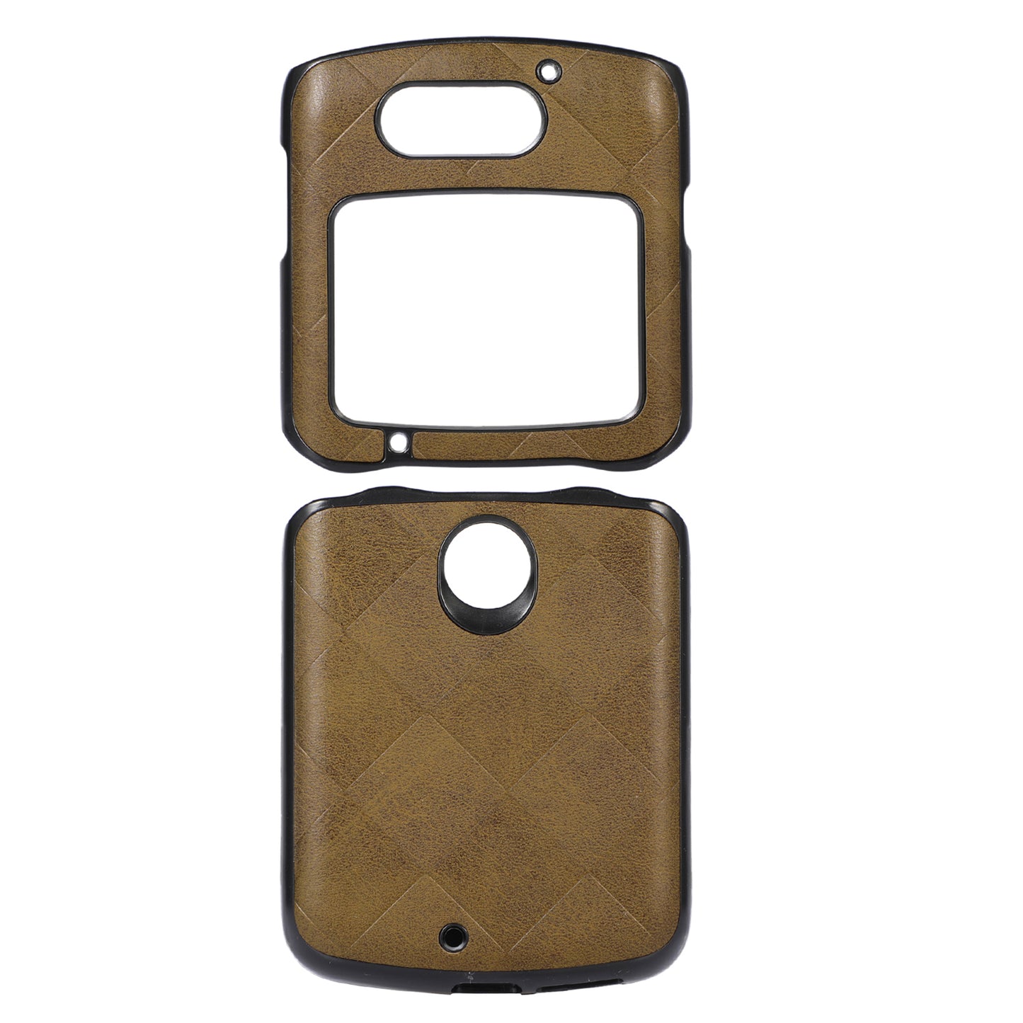 Uniqkart for Motorola Razr 5G Grid Texture PU Leather Coated Phone Case Hard PC + Soft TPU Protective Cover - Green