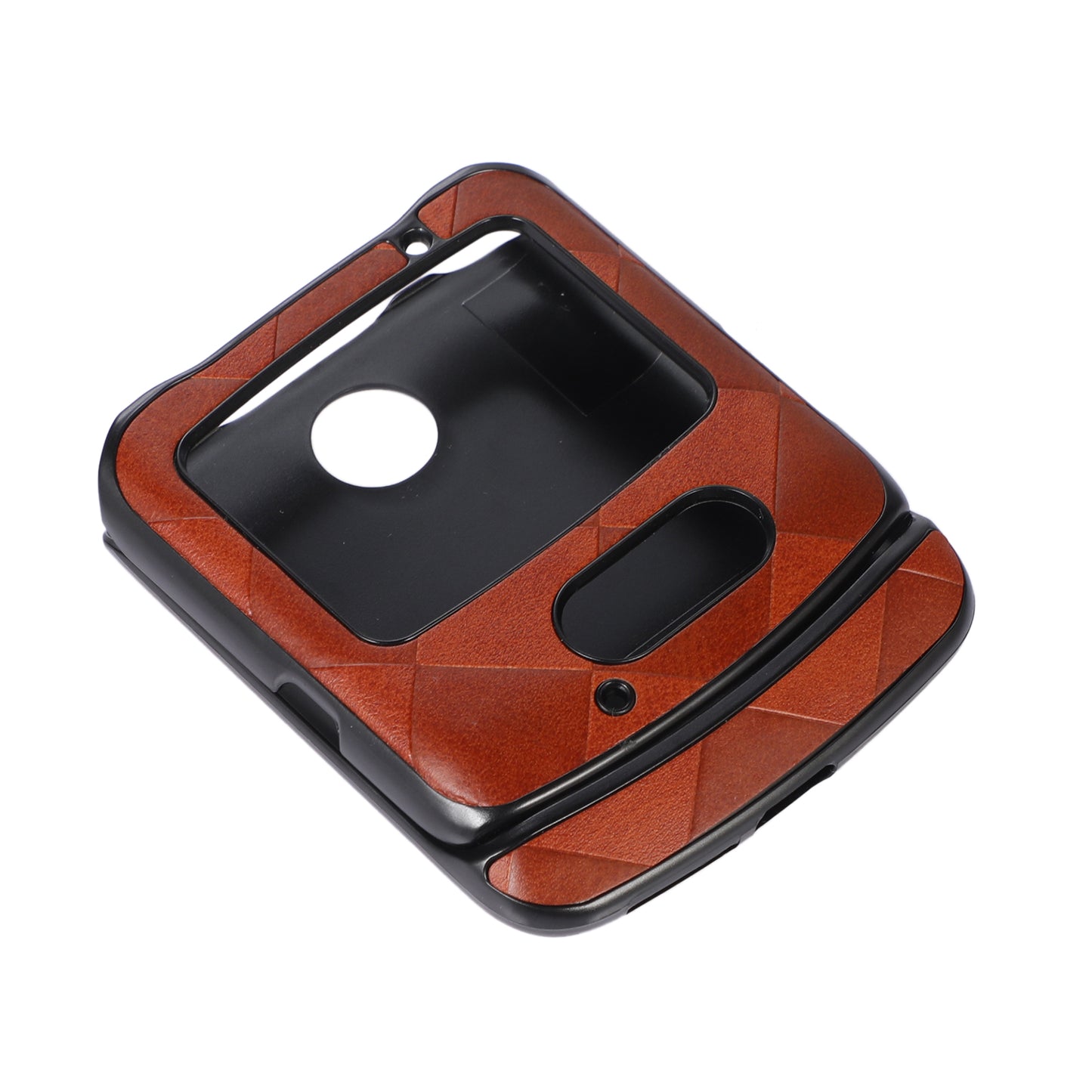 Uniqkart for Motorola Razr 5G Grid Texture PU Leather Coated Phone Case Hard PC + Soft TPU Protective Cover - Brown