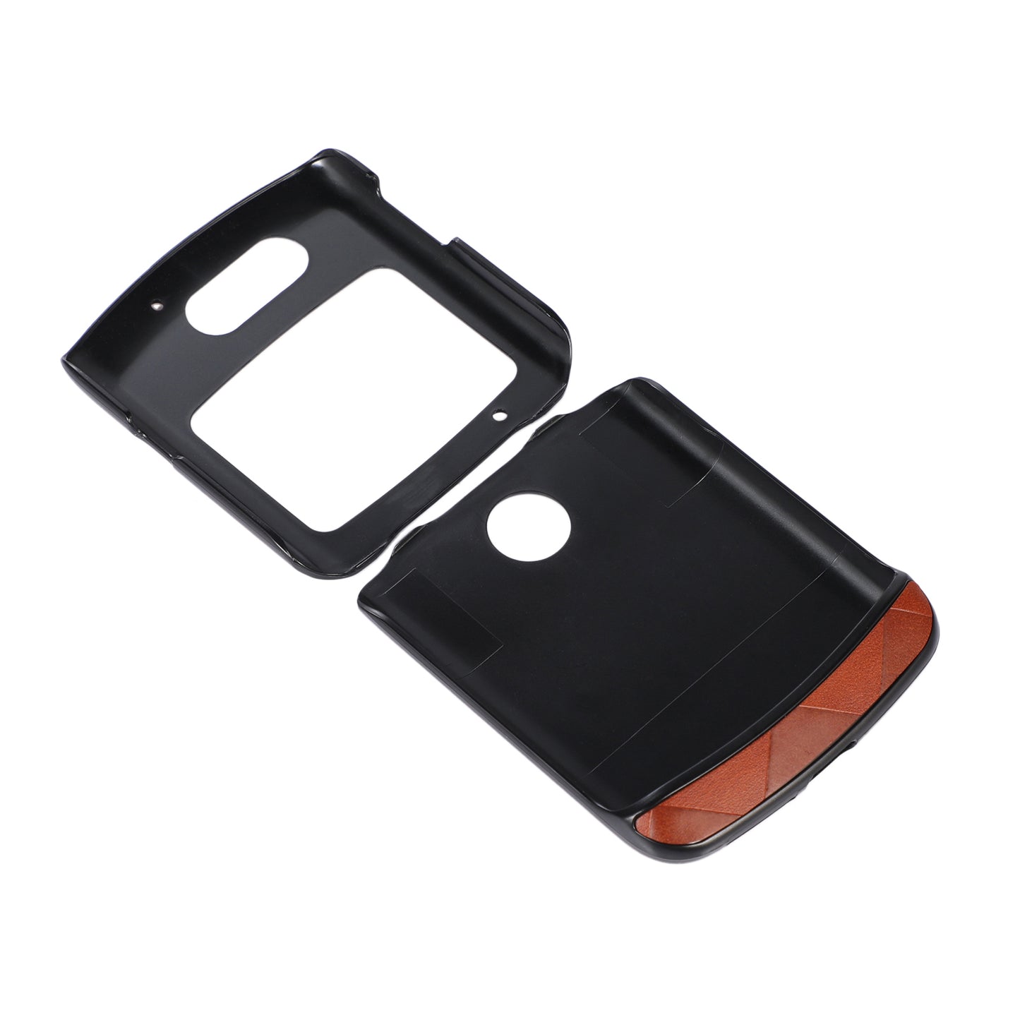 Uniqkart for Motorola Razr 5G Grid Texture PU Leather Coated Phone Case Hard PC + Soft TPU Protective Cover - Brown