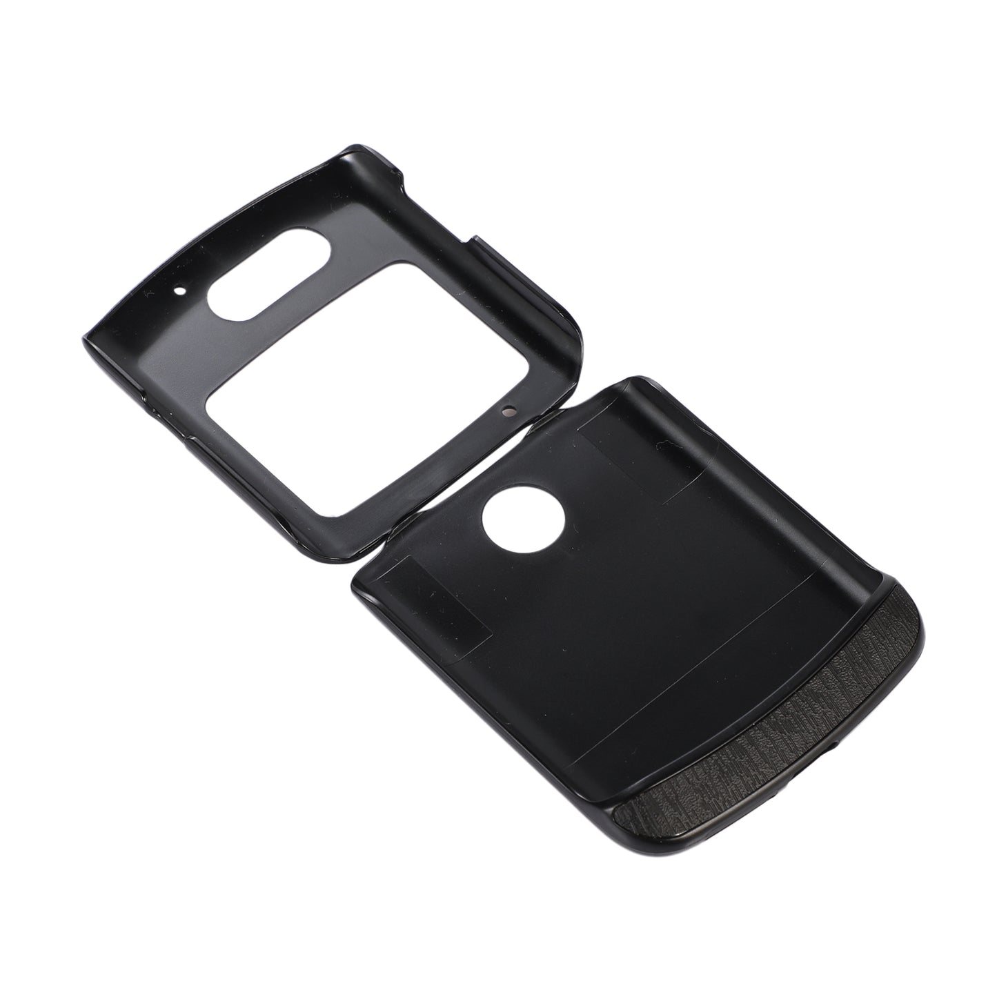 Uniqkart for Motorola Razr 5G Wood Texture Folding Case Shockproof Anti-fall PU Leather Coated PC + TPU Protctive Shell - Black