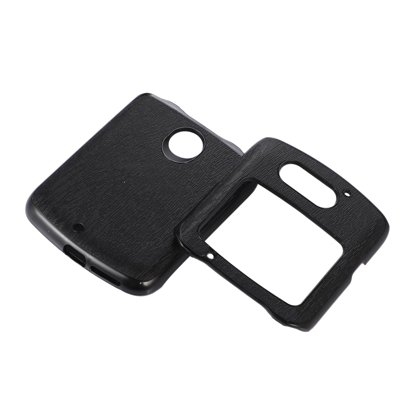 Uniqkart for Motorola Razr 5G Wood Texture Folding Case Shockproof Anti-fall PU Leather Coated PC + TPU Protctive Shell - Black