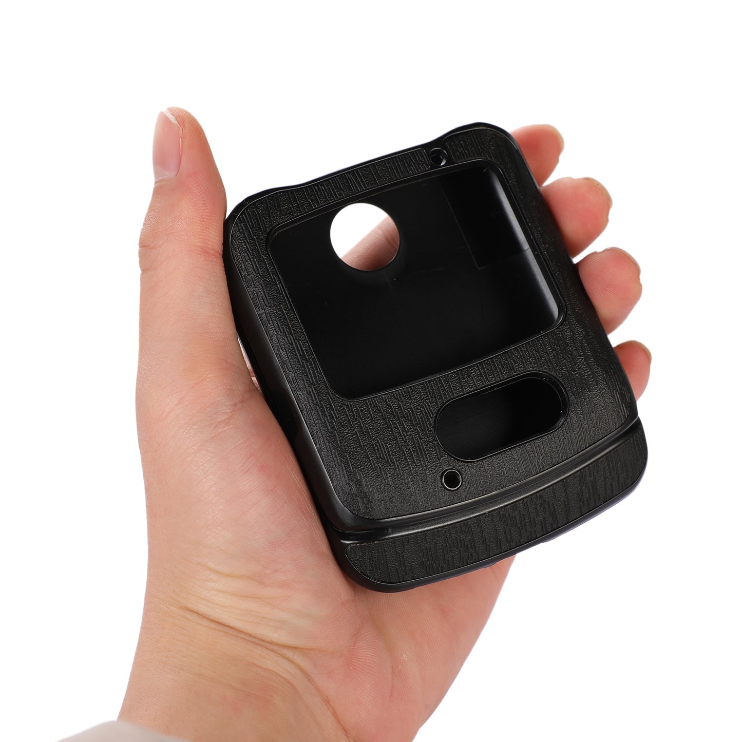 Uniqkart for Motorola Razr 5G Wood Texture Folding Case Shockproof Anti-fall PU Leather Coated PC + TPU Protctive Shell - Black