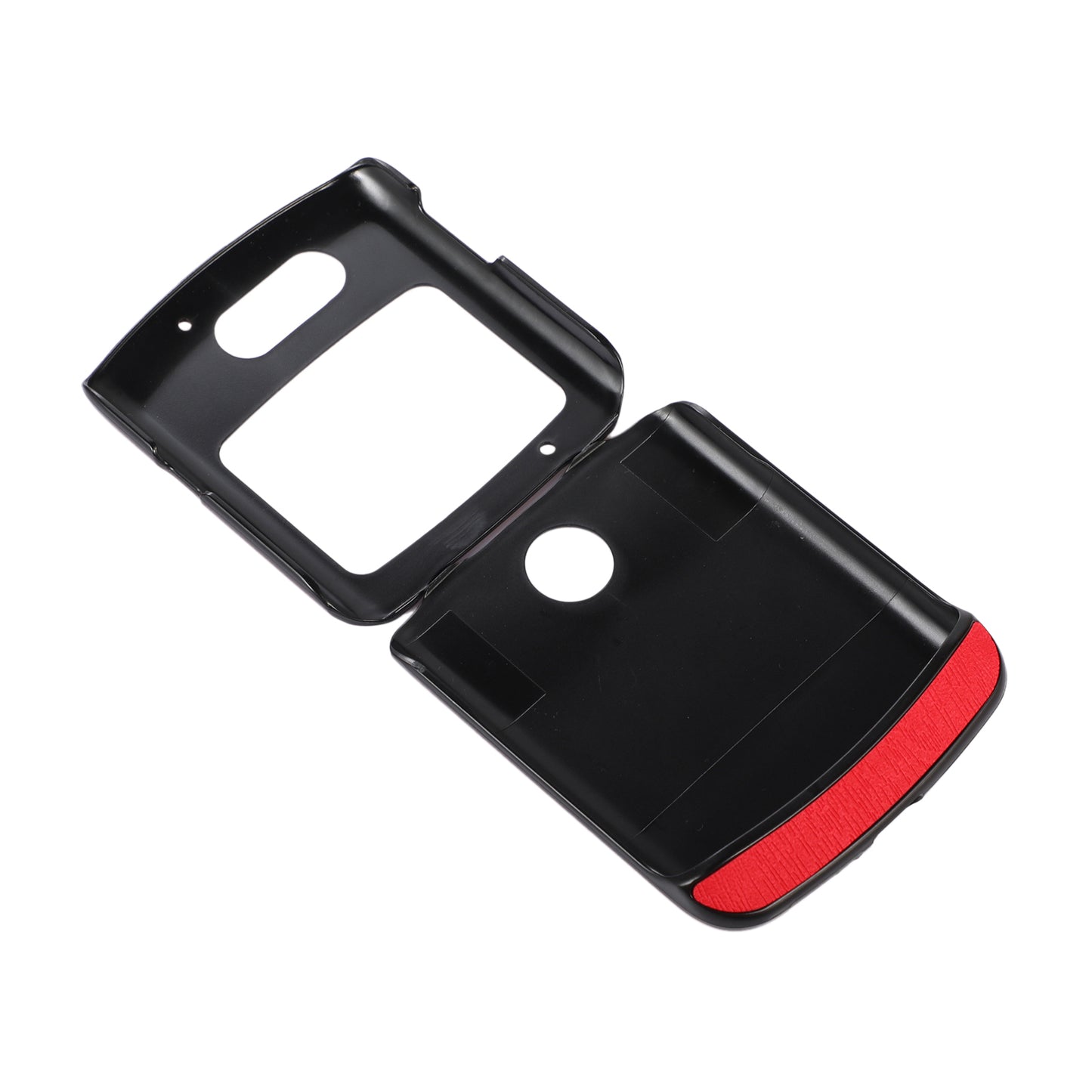 Uniqkart for Motorola Razr 5G Wood Texture Folding Case Shockproof Anti-fall PU Leather Coated PC + TPU Protctive Shell - Red