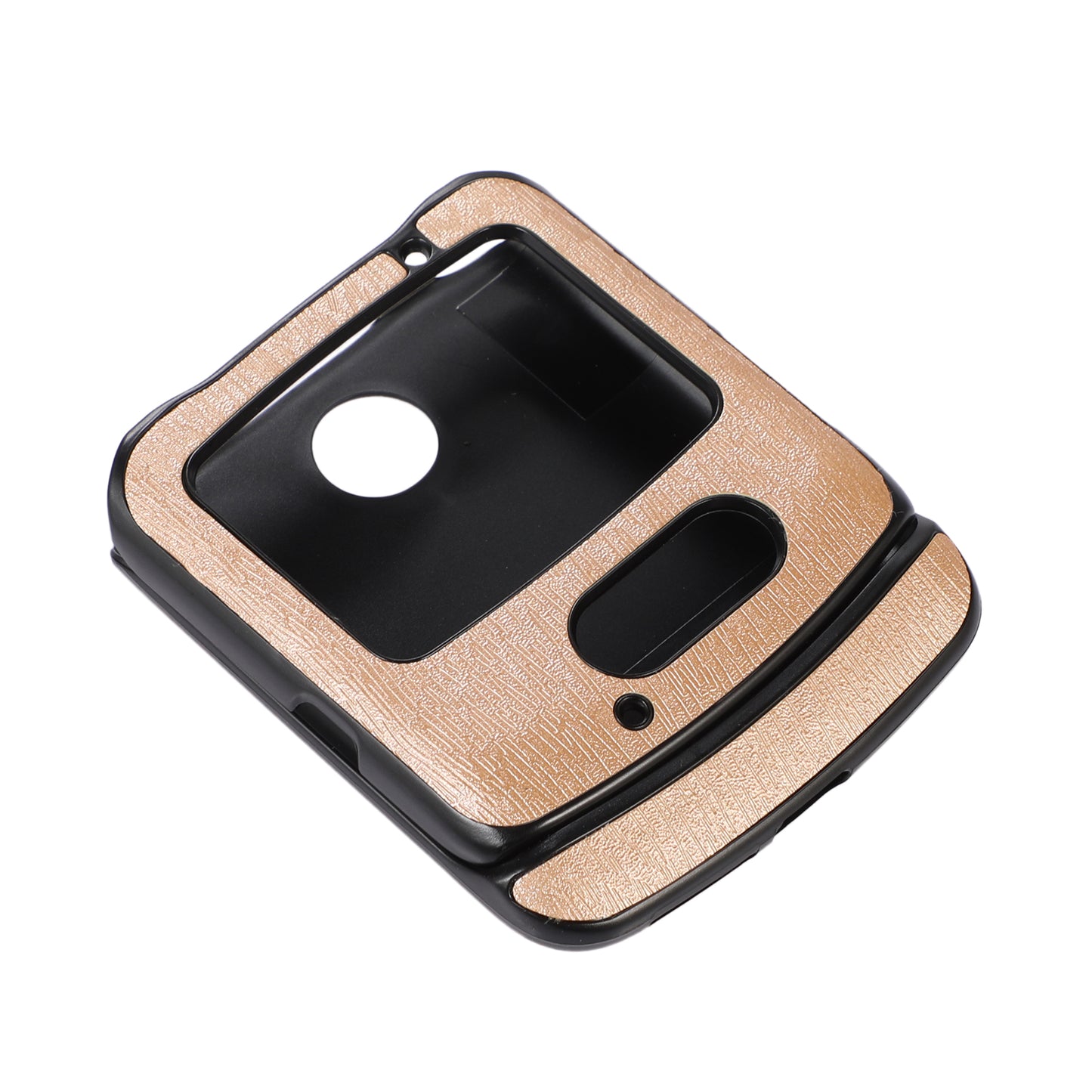 Uniqkart for Motorola Razr 5G Wood Texture Folding Case Shockproof Anti-fall PU Leather Coated PC + TPU Protctive Shell - Gold