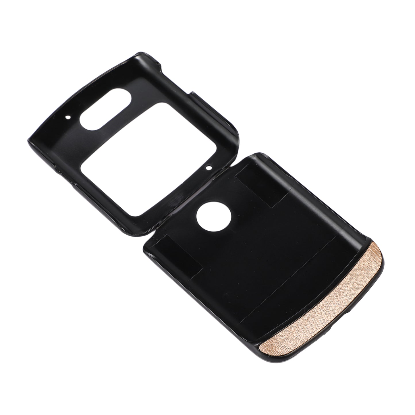 Uniqkart for Motorola Razr 5G Wood Texture Folding Case Shockproof Anti-fall PU Leather Coated PC + TPU Protctive Shell - Gold