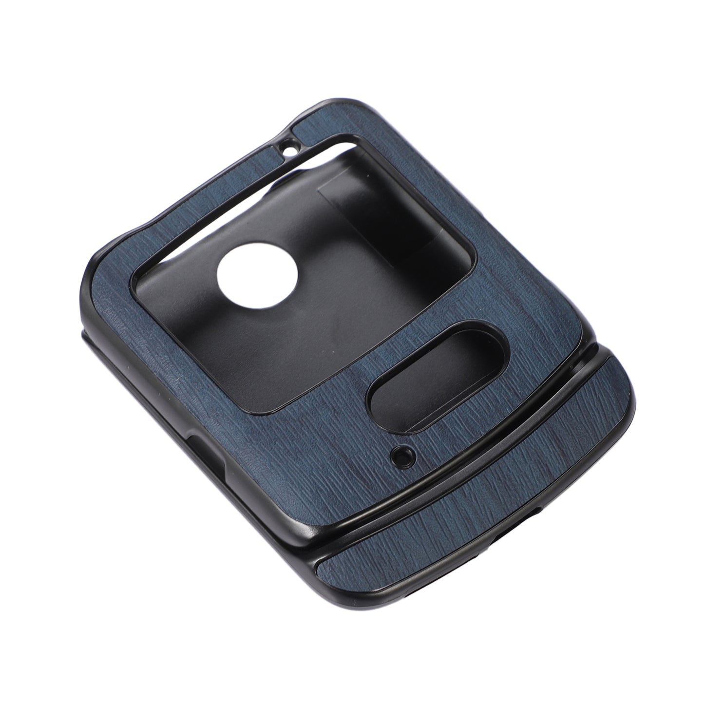 Uniqkart for Motorola Razr 5G Wood Texture Folding Case Shockproof Anti-fall PU Leather Coated PC + TPU Protctive Shell - Blue