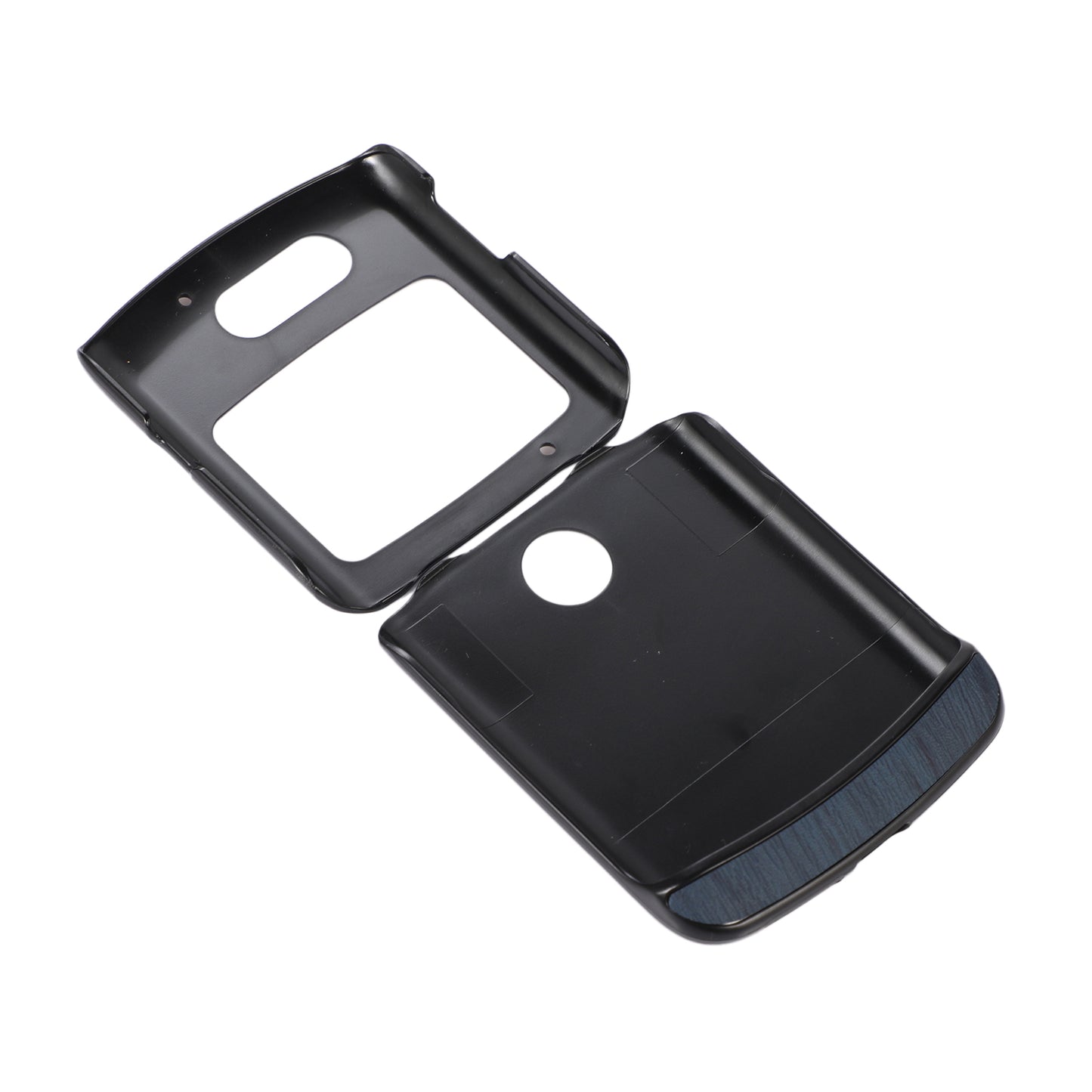Uniqkart for Motorola Razr 5G Wood Texture Folding Case Shockproof Anti-fall PU Leather Coated PC + TPU Protctive Shell - Blue