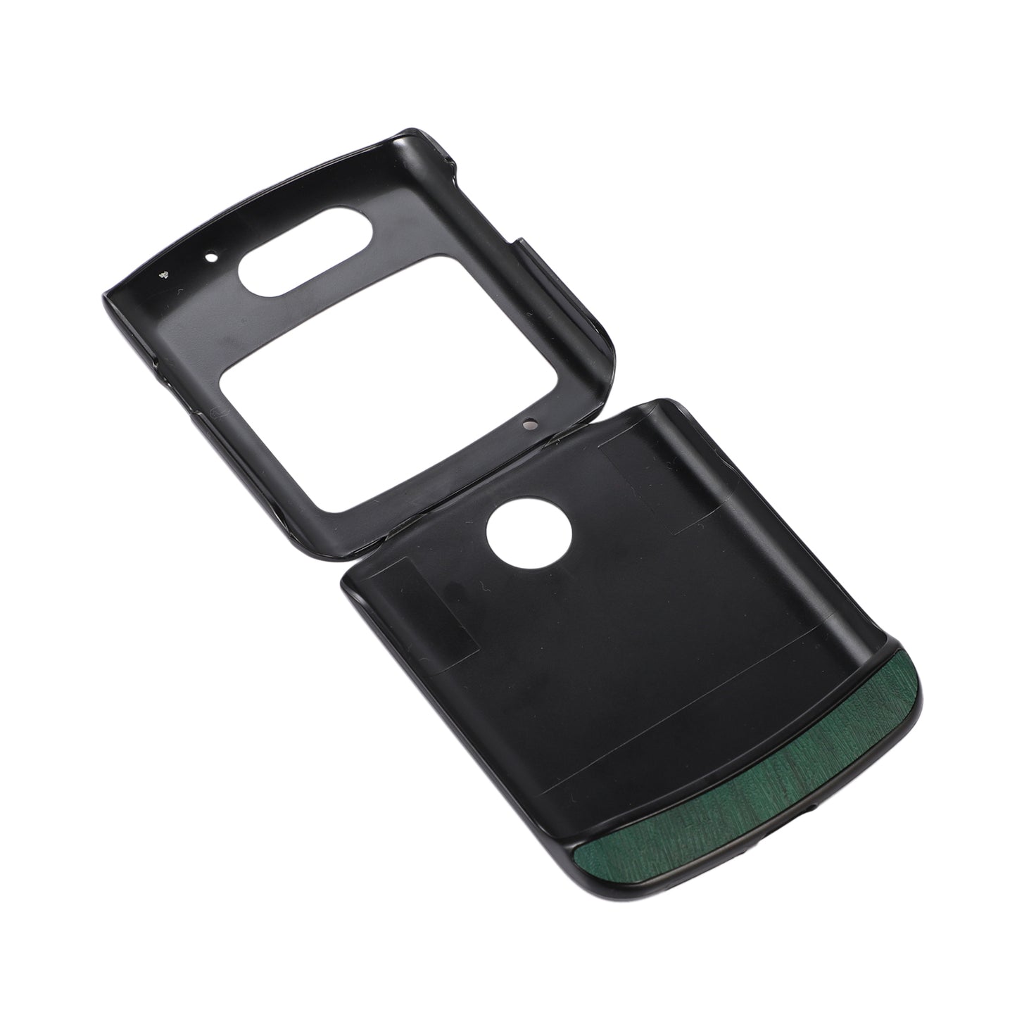 Uniqkart for Motorola Razr 5G Wood Texture Folding Case Shockproof Anti-fall PU Leather Coated PC + TPU Protctive Shell - Green