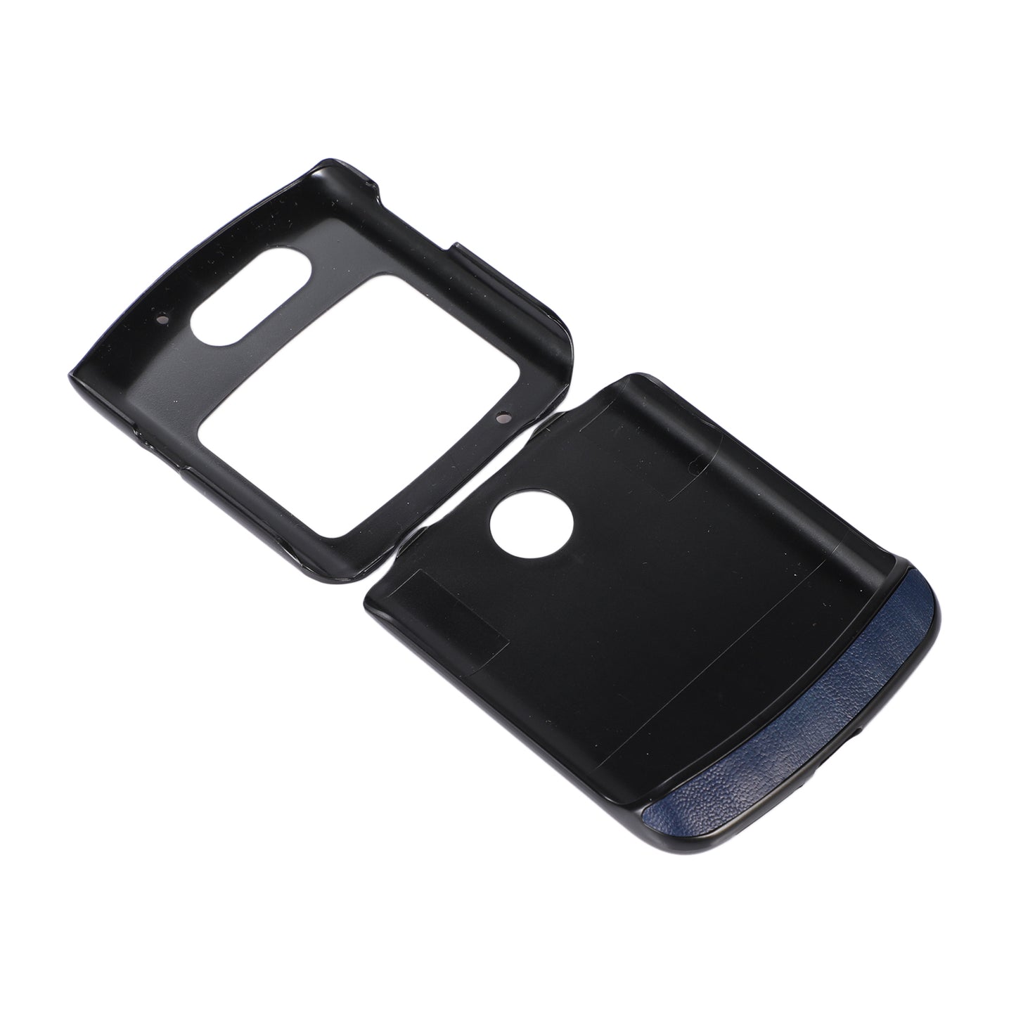 Vertical Flip Textured PU Leather Coated Hybrid Case for Motorola Razr 5G, Slim Pocket Szie TPU + PC Bottom Mobile Phone Cover Accessory - Blue