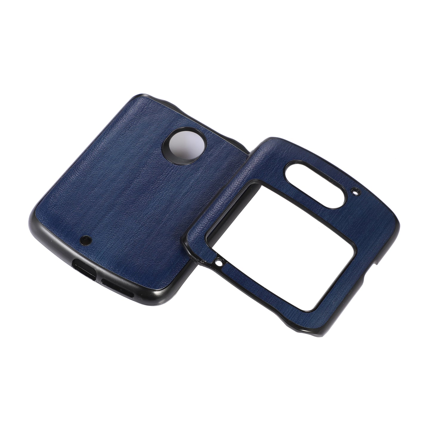 Vertical Flip Textured PU Leather Coated Hybrid Case for Motorola Razr 5G, Slim Pocket Szie TPU + PC Bottom Mobile Phone Cover Accessory - Blue