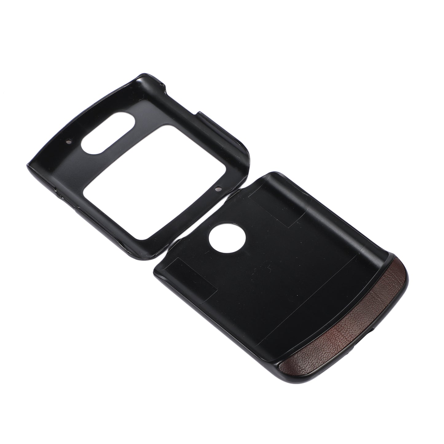 Vertical Flip Textured PU Leather Coated Hybrid Case for Motorola Razr 5G, Slim Pocket Szie TPU + PC Bottom Mobile Phone Cover Accessory - Coffee