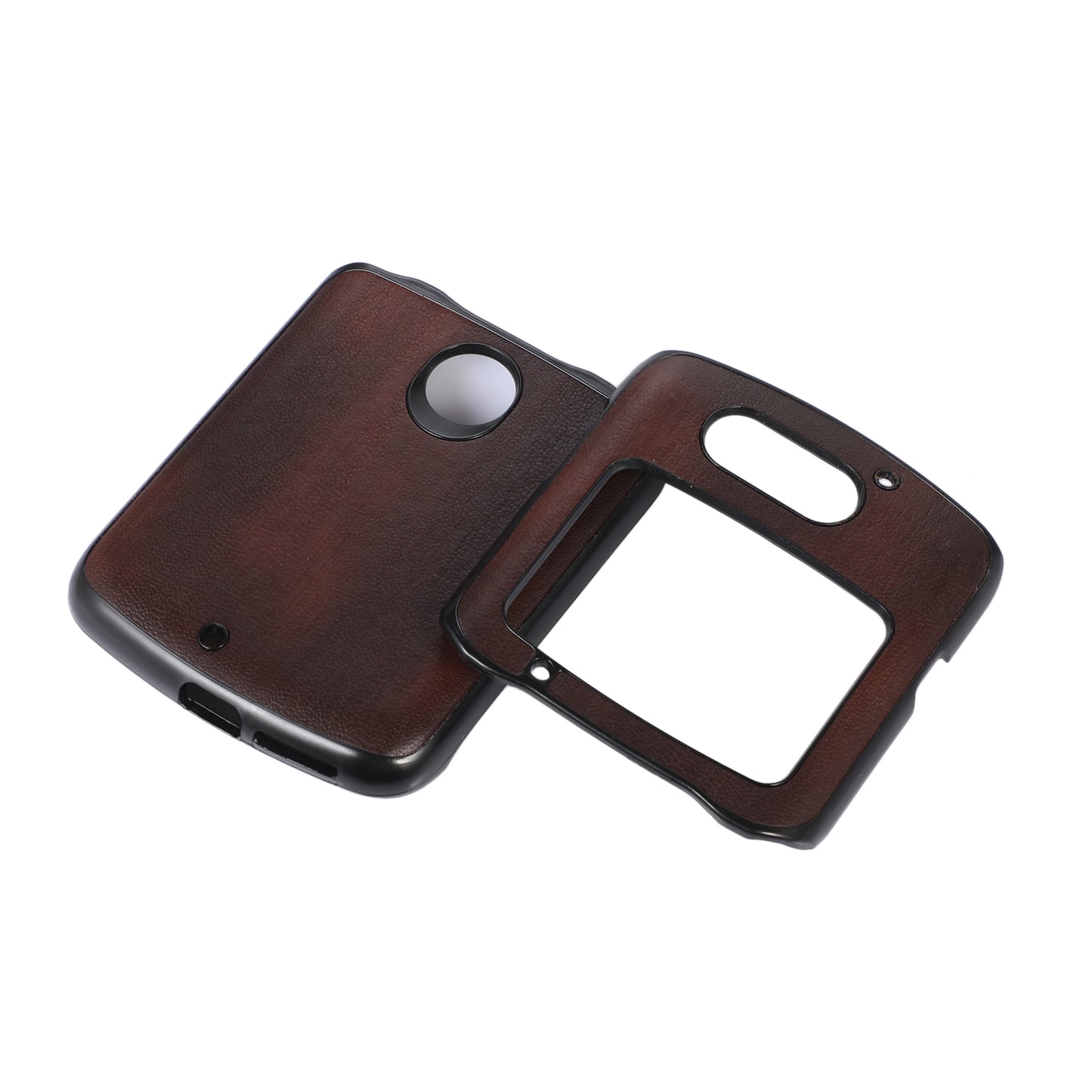 Vertical Flip Textured PU Leather Coated Hybrid Case for Motorola Razr 5G, Slim Pocket Szie TPU + PC Bottom Mobile Phone Cover Accessory - Coffee