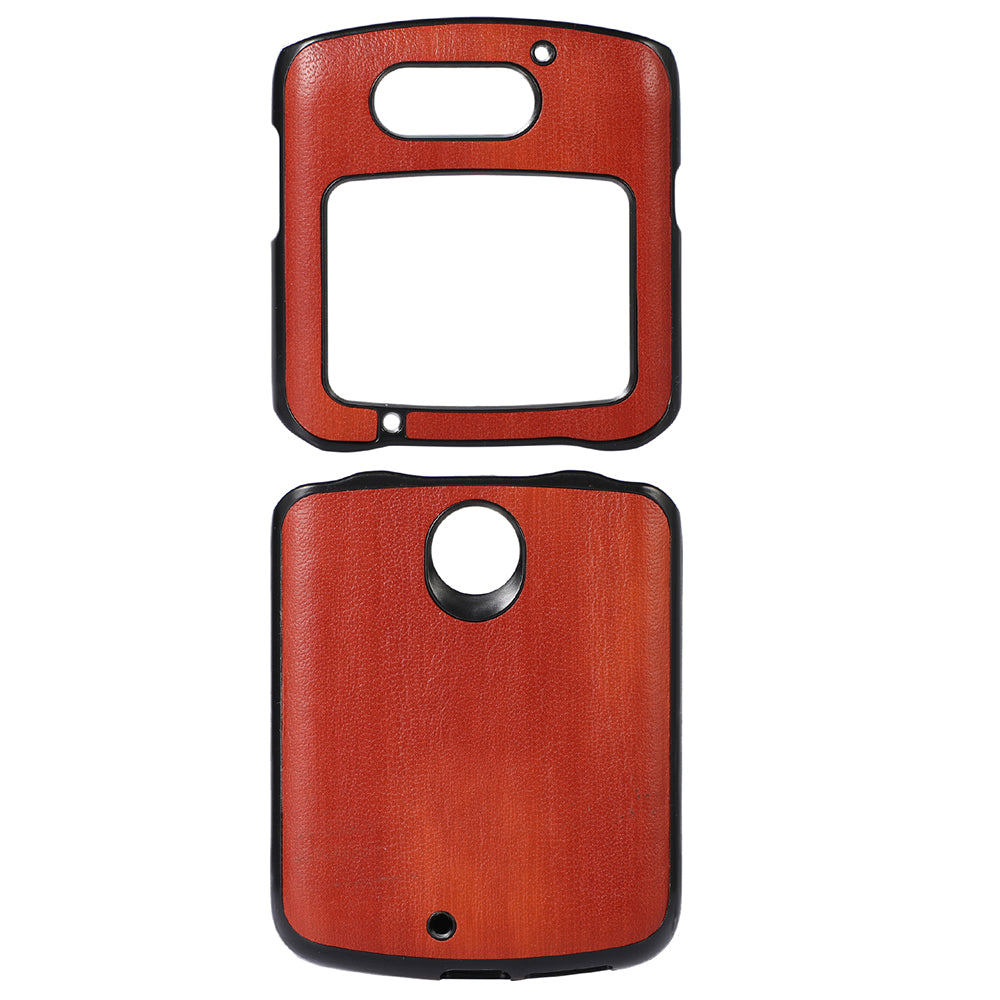 Vertical Flip Textured PU Leather Coated Hybrid Case for Motorola Razr 5G, Slim Pocket Szie TPU + PC Bottom Mobile Phone Cover Accessory - Brown