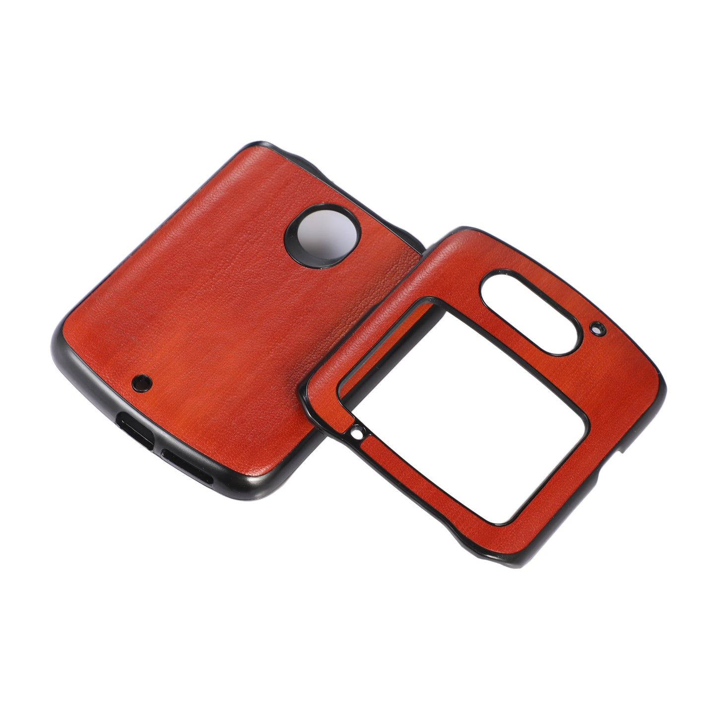 Vertical Flip Textured PU Leather Coated Hybrid Case for Motorola Razr 5G, Slim Pocket Szie TPU + PC Bottom Mobile Phone Cover Accessory - Brown