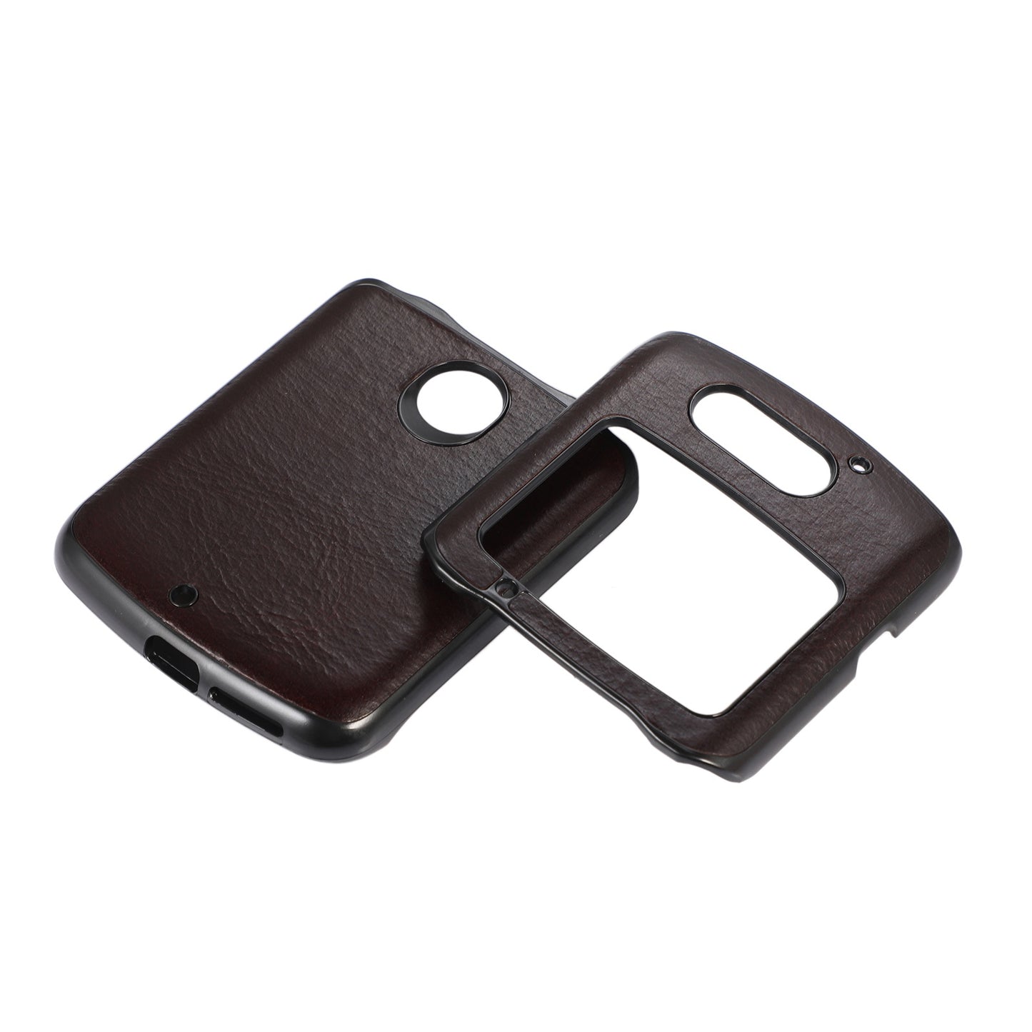 Uniqkart for Motorola Razr 5G 2 Piece Design Phone Case Crazy Horse Texture Genuine Cowhide Leather Coated PC + TPU Cover - Coffee