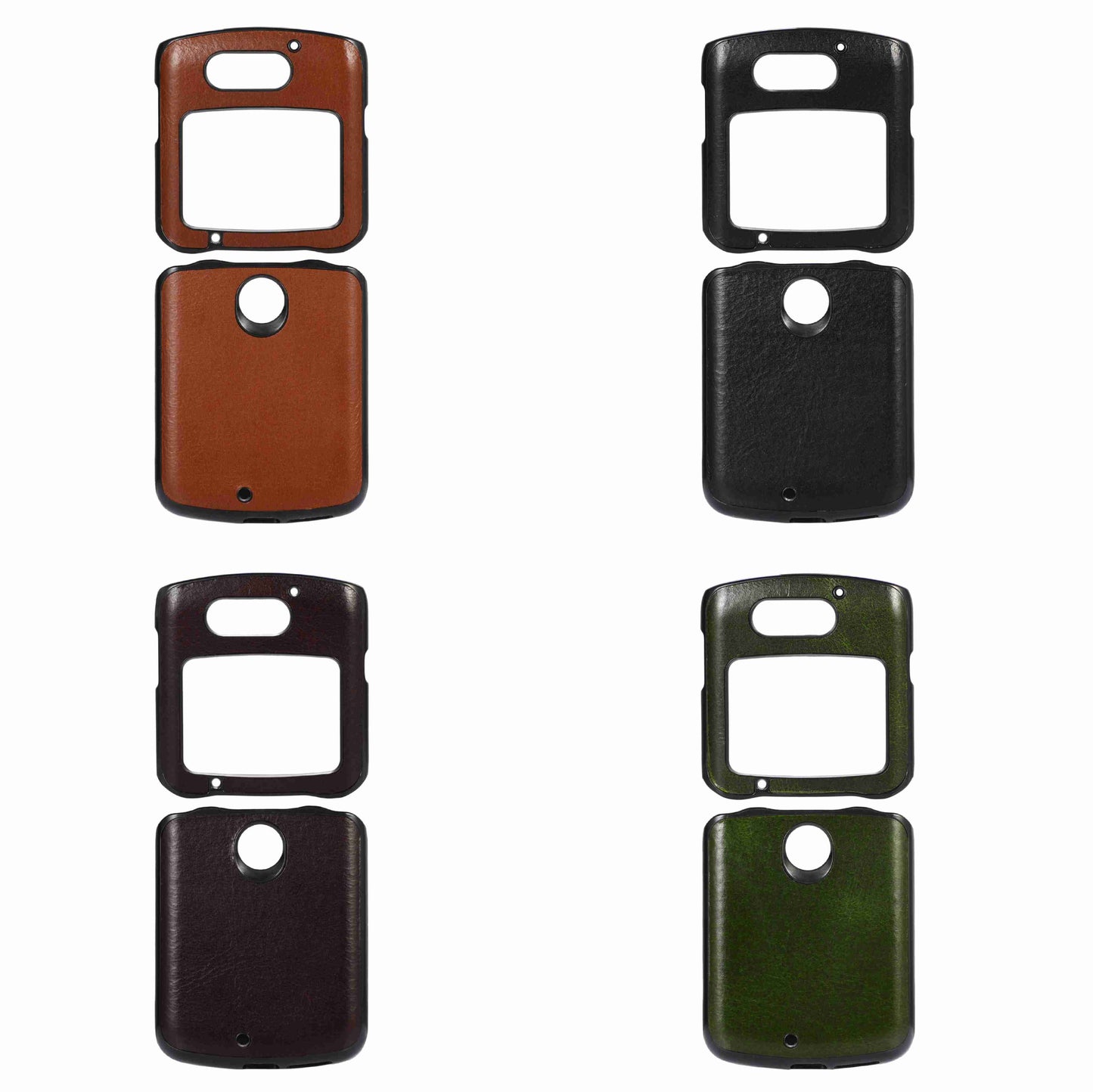 Uniqkart for Motorola Razr 5G 2 Piece Design Phone Case Crazy Horse Texture Genuine Cowhide Leather Coated PC + TPU Cover - Coffee