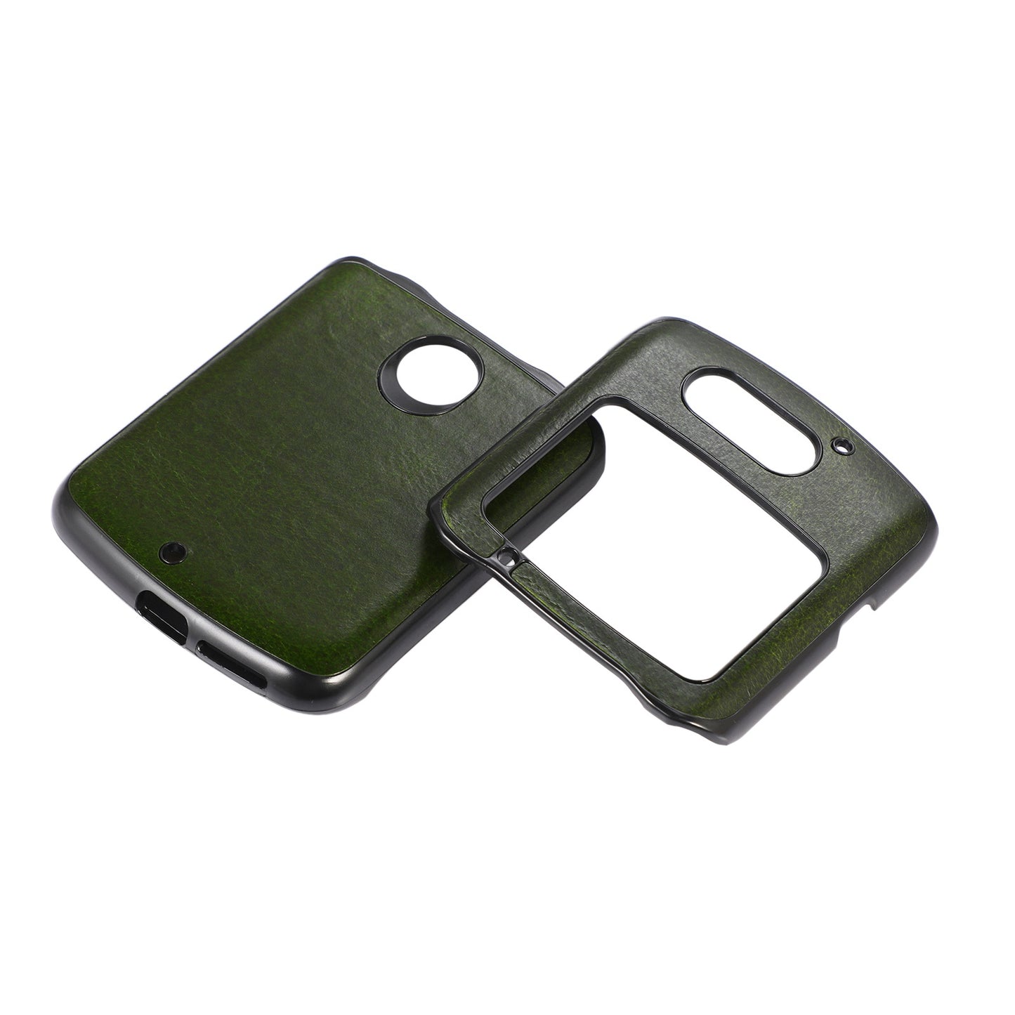 Uniqkart for Motorola Razr 5G 2 Piece Design Phone Case Crazy Horse Texture Genuine Cowhide Leather Coated PC + TPU Cover - Green
