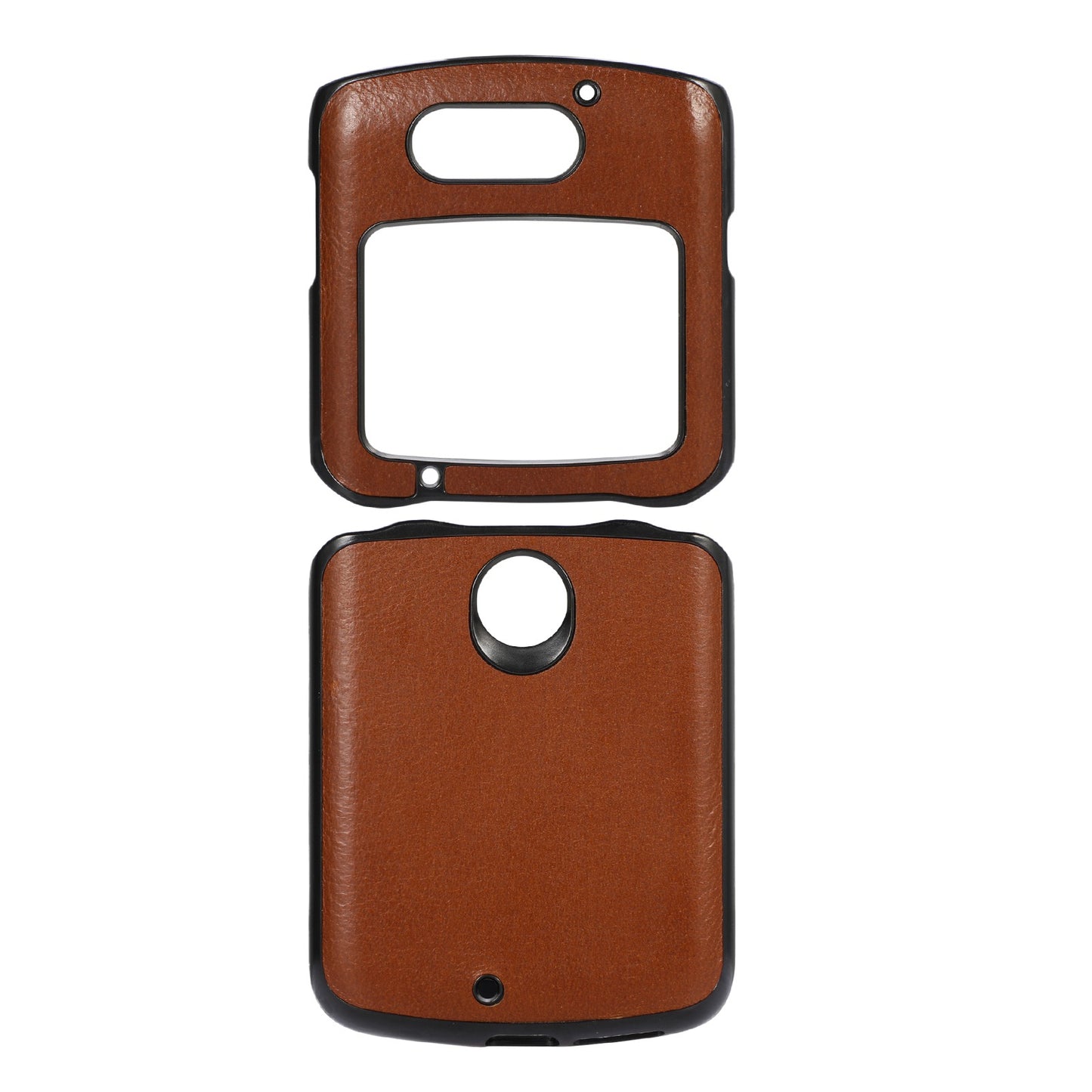 Uniqkart for Motorola Razr 5G 2 Piece Design Phone Case Crazy Horse Texture Genuine Cowhide Leather Coated PC + TPU Cover - Brown