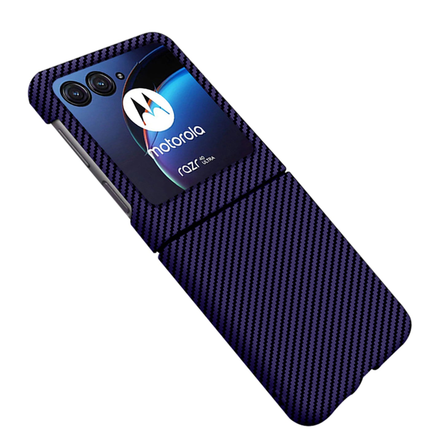 Uniqkart for Motorola Razr 40 Ultra 5G Carbon Fiber Texture Phone Case Anti-drop PC Phone Cover - Purple
