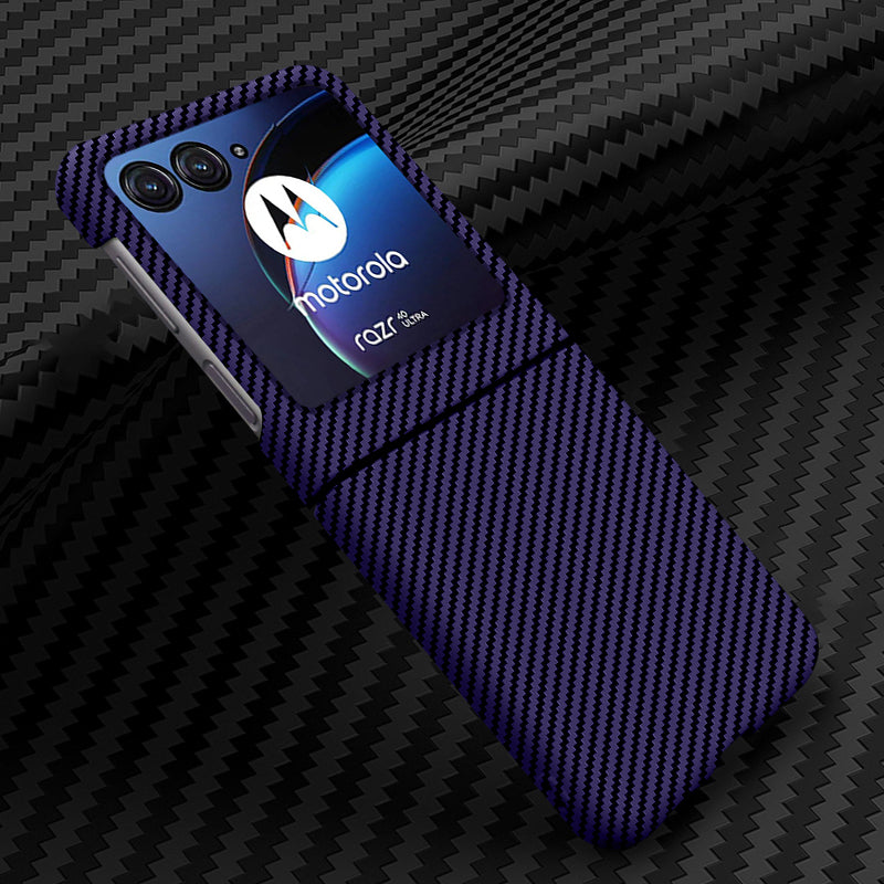Uniqkart for Motorola Razr 40 Ultra 5G Carbon Fiber Texture Phone Case Anti-drop PC Phone Cover - Purple