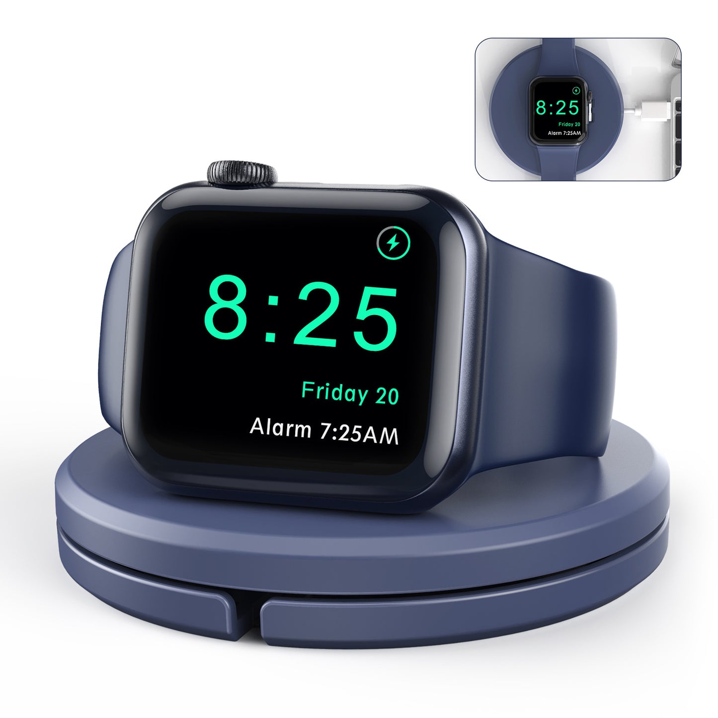 Type-C Smart Watch Charging Stand Holder Desktop Cable Winder Charger Cradle for Apple Watch Series - Black