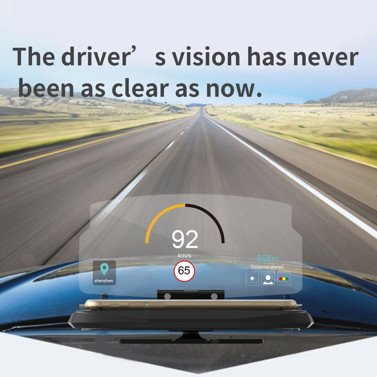 Car Head Up Display HUD Car Cell Phone GPS Navigation Image Reflector Holder - Black