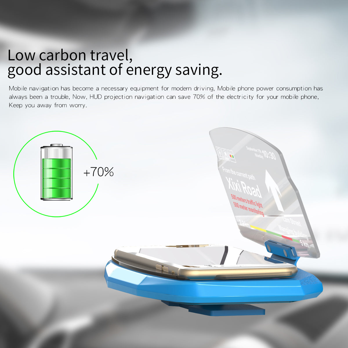 Universal Car Head Up Display GPS Navigation Image Reflector Car HUD Holder Bracket - Blue