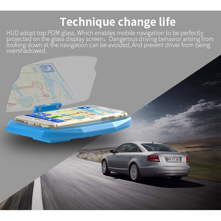 Universal Car Head Up Display GPS Navigation Image Reflector Car HUD Holder Bracket - Blue