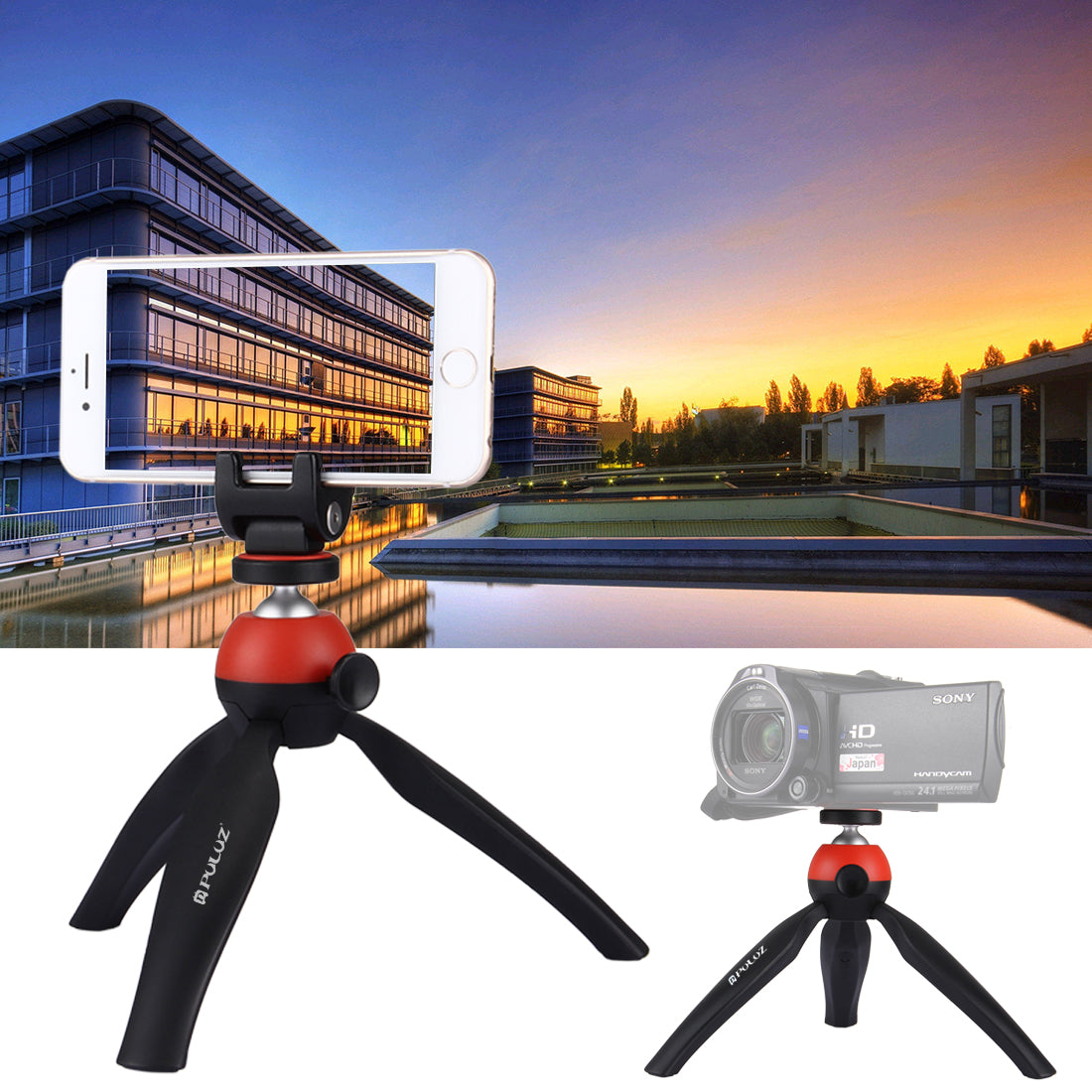 PULUZ PU365 Mini Camera Phone Tripod with Phone Clip - Red