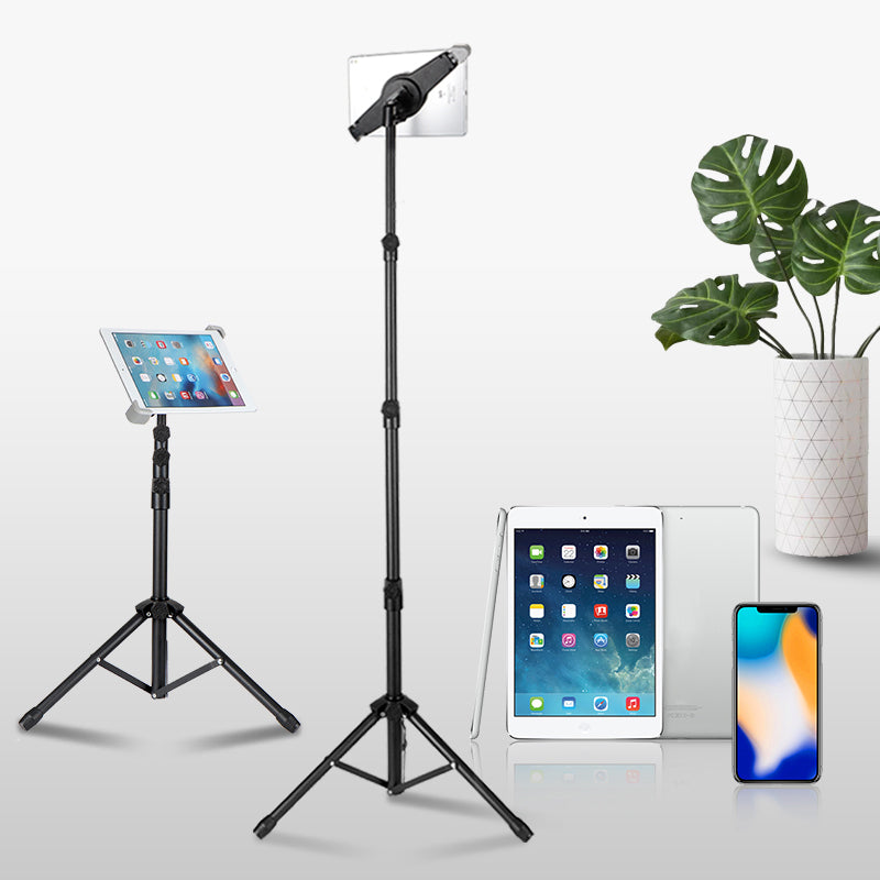 Portable Tablet Tripod Foldable Aluminum Alloy Telescopic Stand Diagonal Triangle Bracket for 7~12-inch Tablet