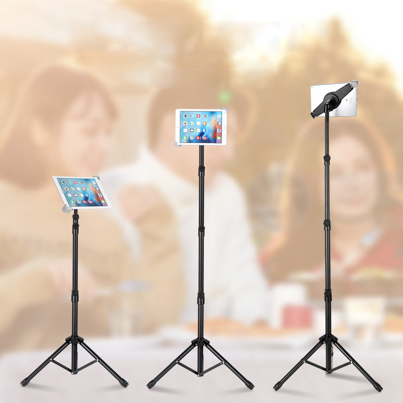 Portable Tablet Tripod Foldable Aluminum Alloy Telescopic Stand Diagonal Triangle Bracket for 7~12-inch Tablet