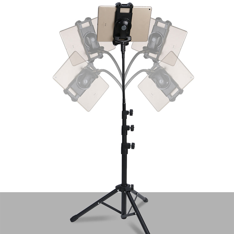 Phone/Tablet Gooseneck Holder 360° Rotation Height Adjustable Floor Tripod Stand for Selfie Live Broadcast