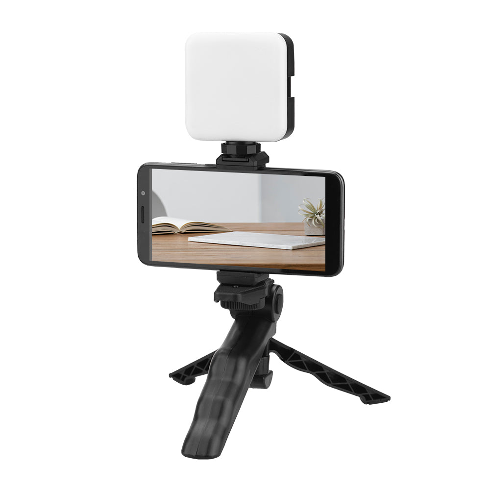 Vlog Shooting Desktop Tripod Adjustable Fill Light Phone Holder Kit for Mobile Phone 6.5-10cm