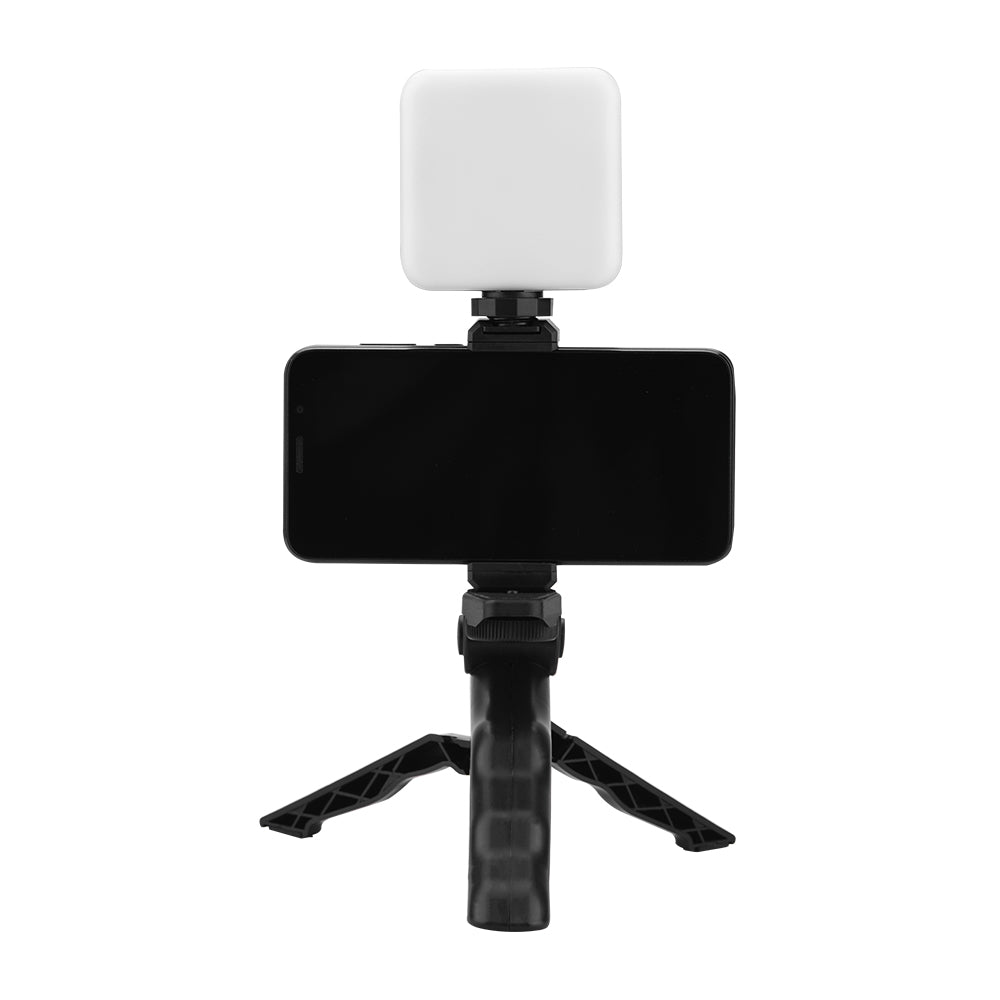 Vlog Shooting Desktop Tripod Adjustable Fill Light Phone Holder Kit for Mobile Phone 6.5-10cm