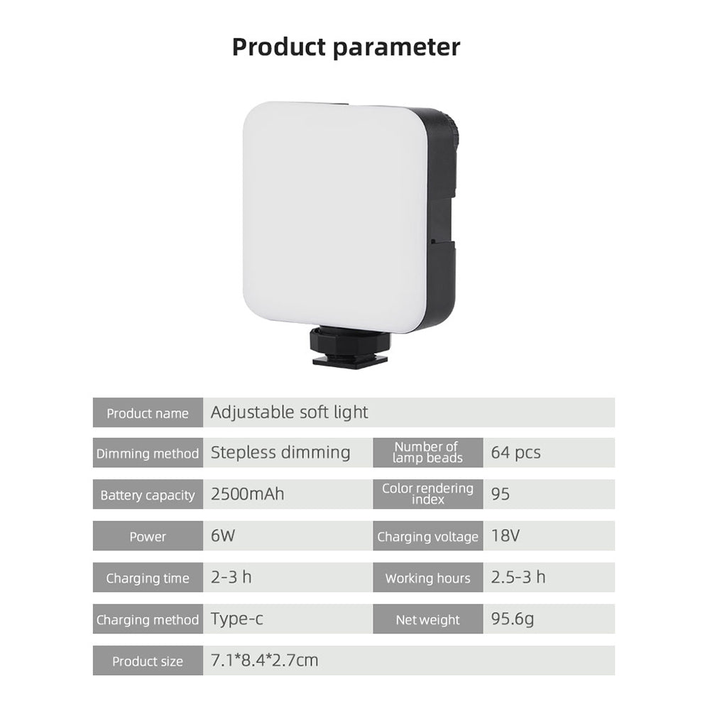 Vlog Shooting Desktop Tripod Adjustable Fill Light Phone Holder Kit for Mobile Phone 6.5-10cm