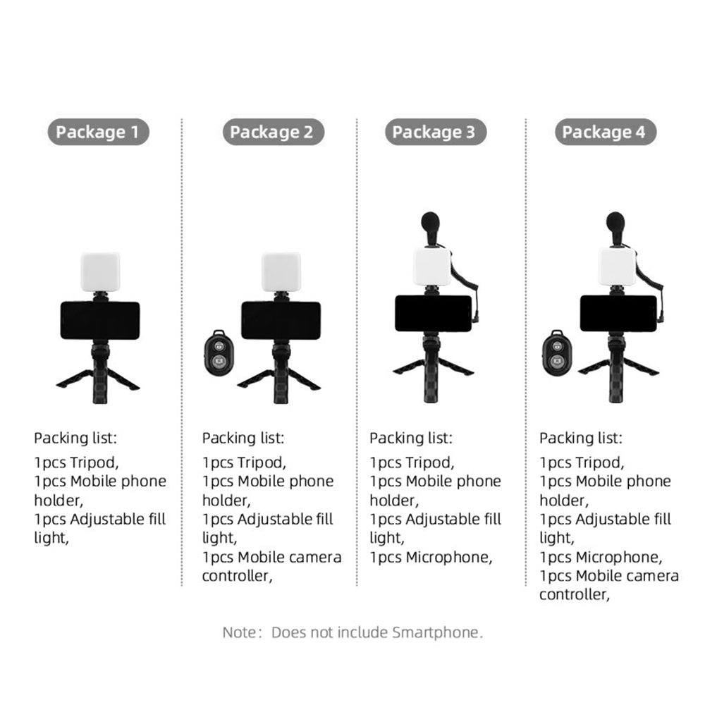 Desktop Tripod Adjustable Fill Light Phone Holder with Remote Shutter Controller Vlog Shooting Kit