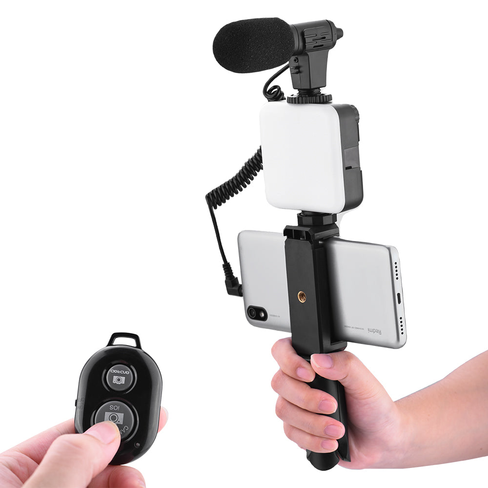 5 in 1 Vlog Shooting Kit Desktop Tripod Fill Light Mobile Phone Holder Microphone Remote Shutter Controller