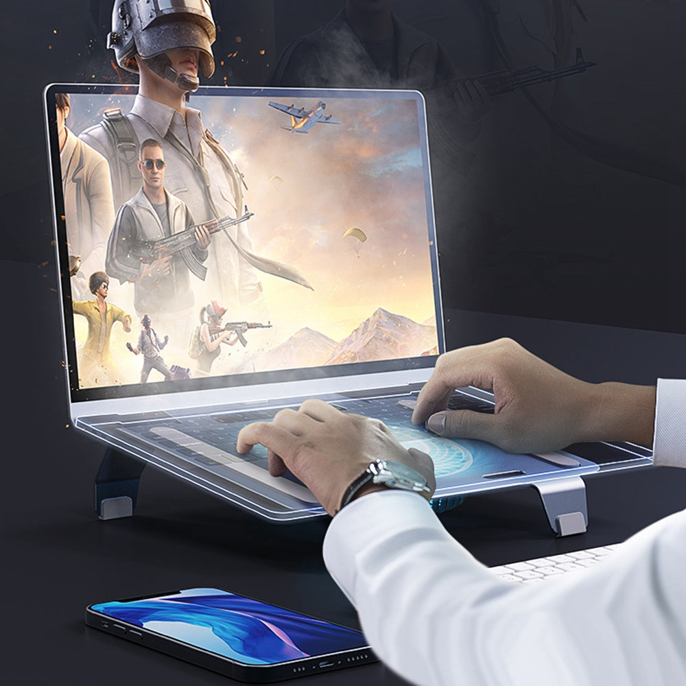 Aluminum Alloy Laptop Cooling Stand Radiator Notebook Cooler Summer Desktop Cooling Fan - Grey